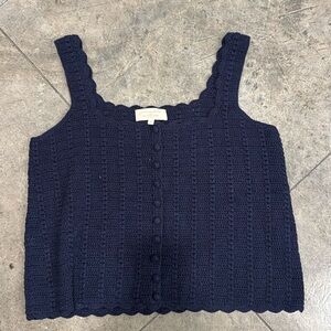 SEZANE navy crochet top